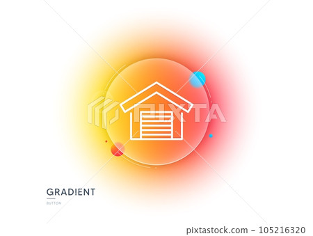 Parking garage line icon. Gradient blur button with glassmorphism. Auto park sign. Car place symbol. Transparent glass design. Parking garage line icon. Vector 105216320