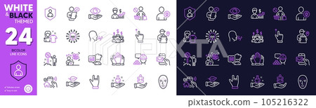 Difficult stress, Stop shopping and Health eye line icons for website, printing. Collection of Customer survey, Face biometrics, Discount icons. Chemistry lab, Clean shirt. Vector 105216322