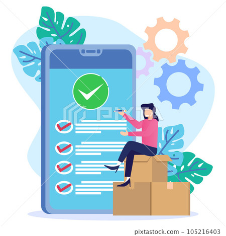 Illustration vector graphic cartoon character of product quality control and logistics Illustration vector graphic cartoon character of product quality control and logistics 105216403