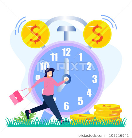 Illustration vector graphic cartoon character of time is money Illustration vector graphic cartoon character of time is money 105216941