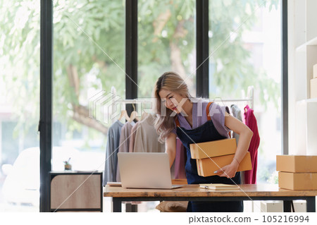 Small and medium business freelance worker working at home office. Startup and Online SME business concept 105216994