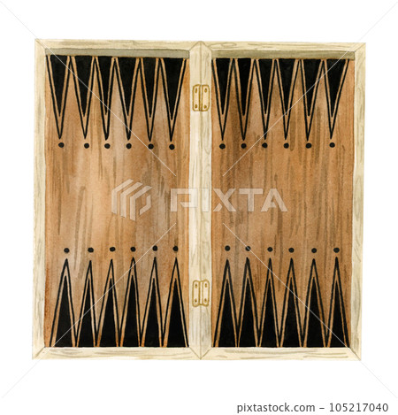 Watercolor wooden backgammon board for table game illustration isolated on white background 105217040