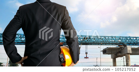 engineer holding a helmet supervisor construction of expressway engineer holding a helmet supervisor construction of expressway 105217052