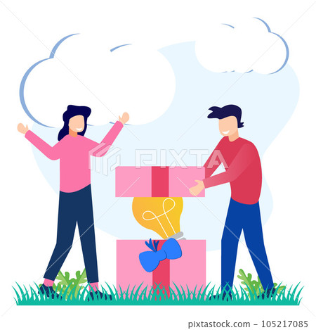 Illustration vector graphic cartoon character of choice of ideas Innovative work and solution discovery 105217085