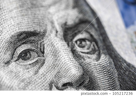 Macro view of one hundred dollars bill 105217236
