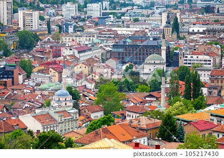 Aerial view of the old bazaar in Sarajevo Aerial view of the old bazaar in Sarajevo 105217430