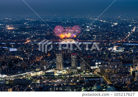 Tokyo night view and Adachi fireworks 105217627
