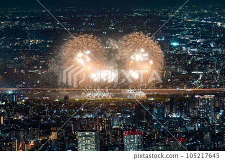 Tokyo night view and Adachi fireworks 105217645