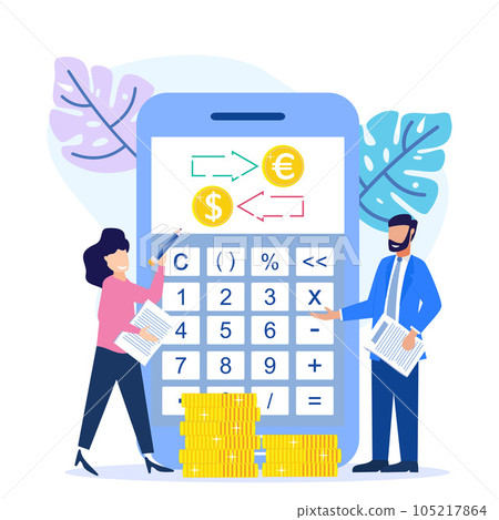 Illustration vector graphic cartoon character of currency exchange Illustration vector graphic cartoon character of currency exchange 105217864