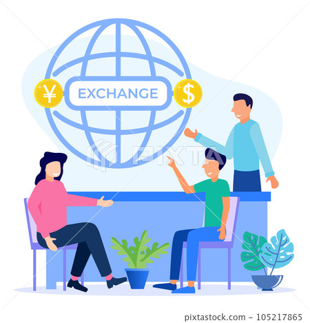 Illustration vector graphic cartoon character of currency exchange Illustration vector graphic cartoon character of currency exchange 105217865