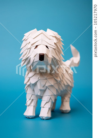 Cute little breed dog made in origami style 105217970