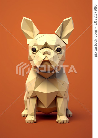 Cute little breed dog made in origami style 105217980