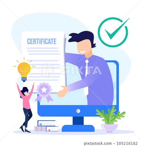 Illustration vector graphic cartoon character of Certificate document for achievement Illustration vector graphic cartoon character of Certificate document for achievement 105218182