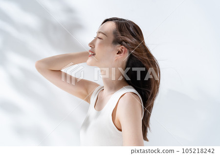 Hair care woman with long hair Hair care woman with long hair 105218242