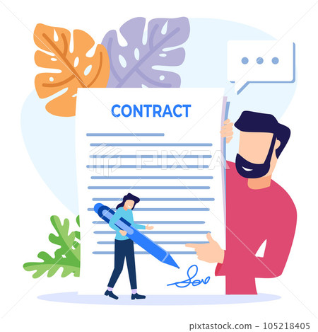Illustration vector graphic cartoon character of business contract 105218405