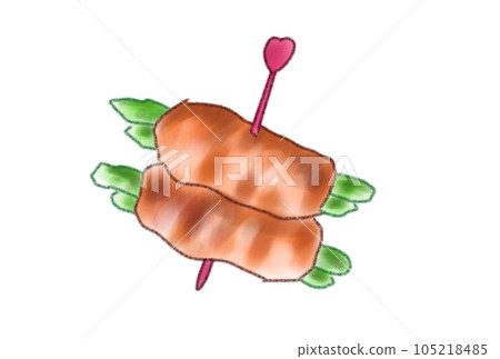 Illustration of meat-wrapped asparagus 105218485