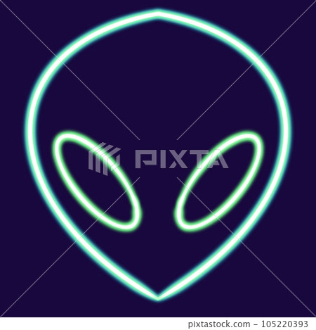 alien UFO glowing desktop icon, neon sticker, alien UFO neon figure, glowing figure, neon geometrical figures  105220393