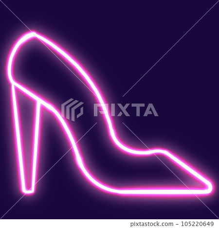 shoe glowing desktop icon, lady shoe neon sticker, neon figure, glowing figure, neon geometrical figures  105220649