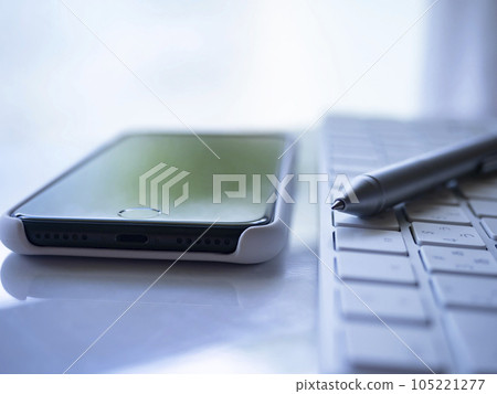 keyboard and smartphone on table keyboard and smartphone on table 105221277