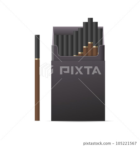 Realistic Detailed 3d Black Template Blank Cigarette Pack Open View. Vector Realistic Detailed 3d Black Template Blank Cigarette Pack Open View. Vector 105221567