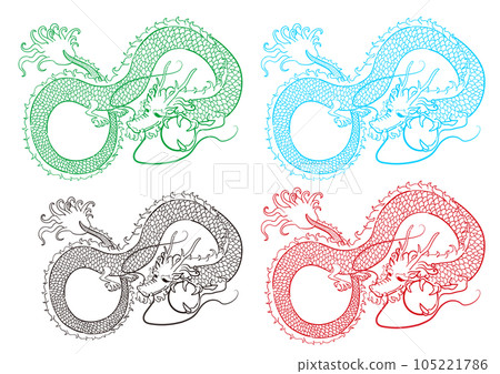 Vector illustration line drawing set holding a dragon (dragon) ball Vector illustration line drawing set holding a dragon (dragon) ball 105221786