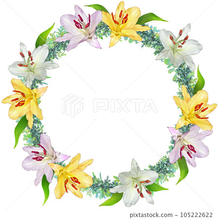 百合花環圓形框架 百合花環圓形框架 105222622