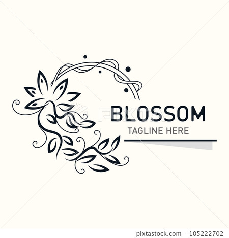 Blossom floral beautiful leaf and flower vector art, icon graphic decoration business wedding template Blossom floral beautiful leaf and flower vector art, icon graphic decoration business wedding template 105222702