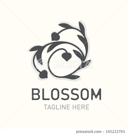 Blossom floral beautiful leaf and flower vector art, icon graphic decoration business wedding template 105222703