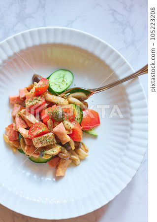 Italian-style saute with summer vegetables 105223208