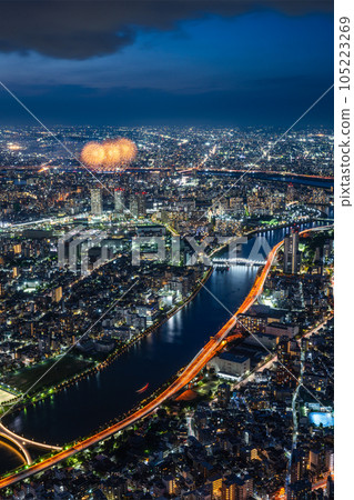 Tokyo night view and Adachi fireworks 105223269