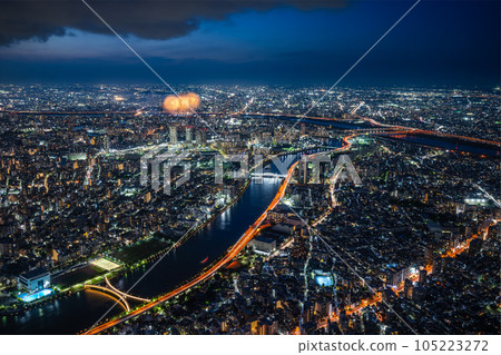 Tokyo night view and Adachi fireworks 105223272