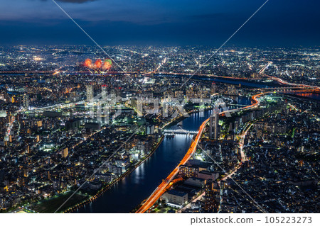 Tokyo night view and Adachi fireworks 105223273