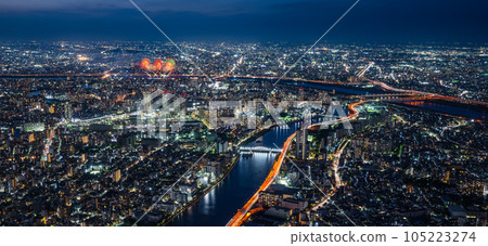 東京夜景和足立煙花 105223274