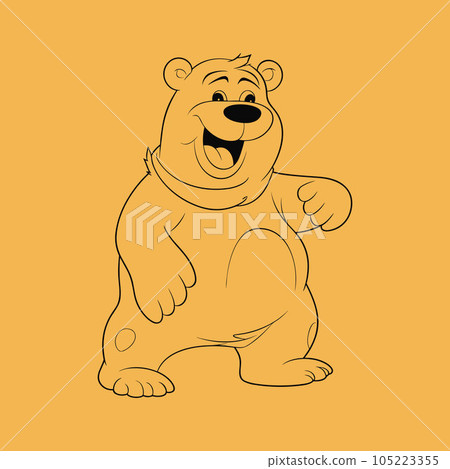 full body smiling bear line 105223355