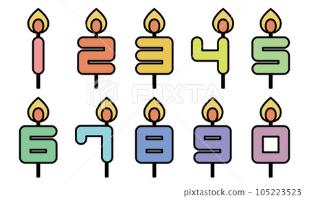 彩色數字蠟燭圖標集 彩色數字蠟燭圖標集 105223523
