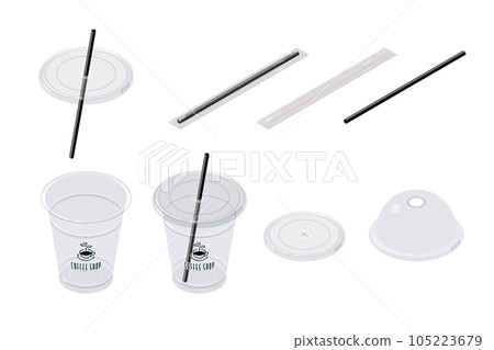 塑料外賣容器的等距矢量圖 塑料外賣容器的等距矢量圖 105223679