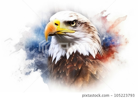 Patriotic Pride: Majestic Eagle and American Flag. Generative AI 105223793