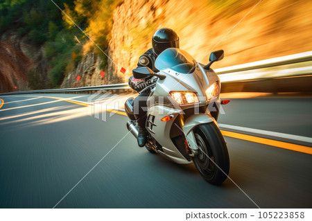 Fast Motorcycle Riding on the Open Road. Generative AI Fast Motorcycle Riding on the Open Road. Generative AI 105223858