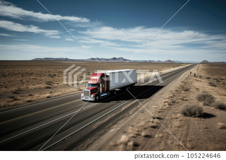 Busy Trucking on the Highway. Generative AI 105224646