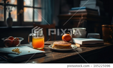 Orange juice with cupcakes 105225096