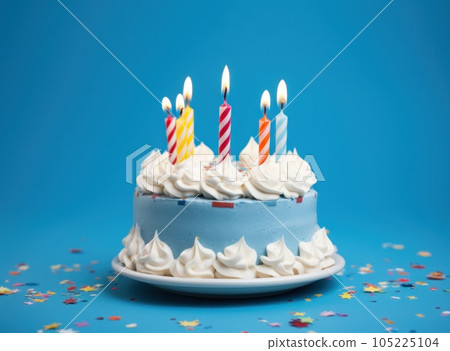 Birthday Cake on Blue background Birthday Cake on Blue background 105225104