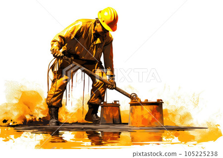 Male oil worker isolated on white background. Generative AI 105225238