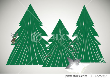 Christmas. Green Christmas tree with lights decorated. Christmas concept. Bright winter holiday composition. Greeting card, banner, poster. Christmas 2023. Christmas banner. XMAS. 105225986