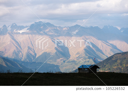 Mountain landscape with the peak of the clouds Mountain landscape with the peak of the clouds 105226532