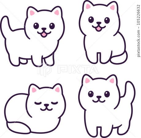 Little white baby kitten set 105226632