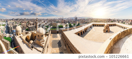 The Mosque of Ibn Tulun aerial panorama, one of the most famous and ancient in Egypt, Cairo The Mosque of Ibn Tulun aerial panorama, one of the most famous and ancient in Egypt, Cairo 105226661