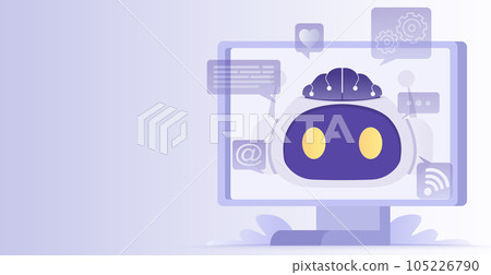 Artificial Intelligence (AI) technology concept. Analyze data and generate reports on dashboard represents the concept of innovation. Internet network, online communication. Vector illustration. Artificial Intelligence (AI) technology concept. Analyze data and generate reports on dashboard represents the concept of innovation. Internet network, online communication. Vector illustration. 105226790