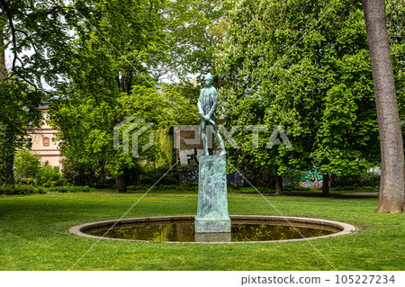 Poseckscher Garden with mirror fountain and Wildenbruch monument at Weimar, Germany 105227234