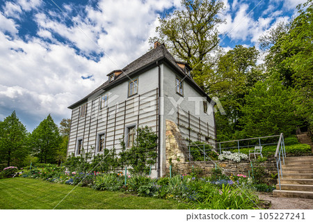 The garden house with garden of Johann Wolfgang von Goethe in Weimar, Thuringia, Germany. Unesco World Heritage Site, 105227241