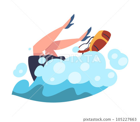 Woman Entrepreneur Character Drowning in Water Vector Illustration 105227663
